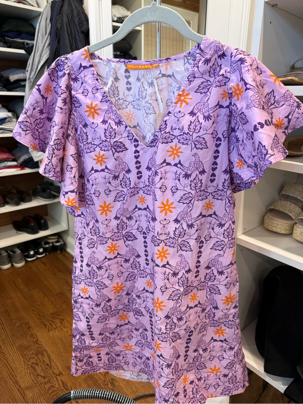 Oliphant Lavender and Orange Floral V-Neck Top